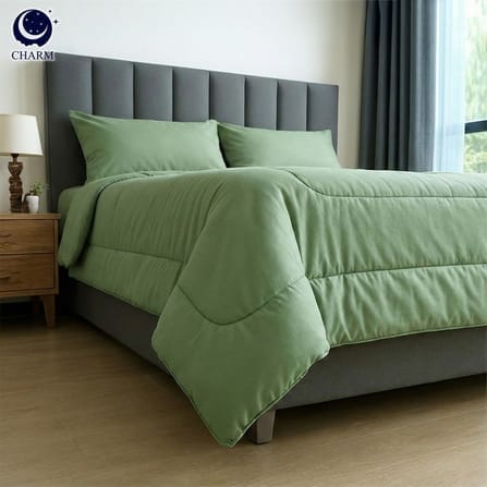 ชุดผ้าปูที่นอน 6 ฟุต 6 ชิ้น CHARM สี SAGE GREEN คอลเลคชั่น CLASSIC_1